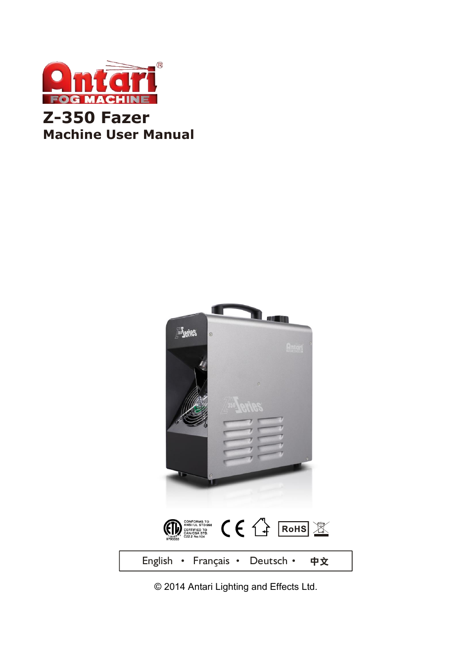 Antari Z-350 Fazer User Manual | 40 pages