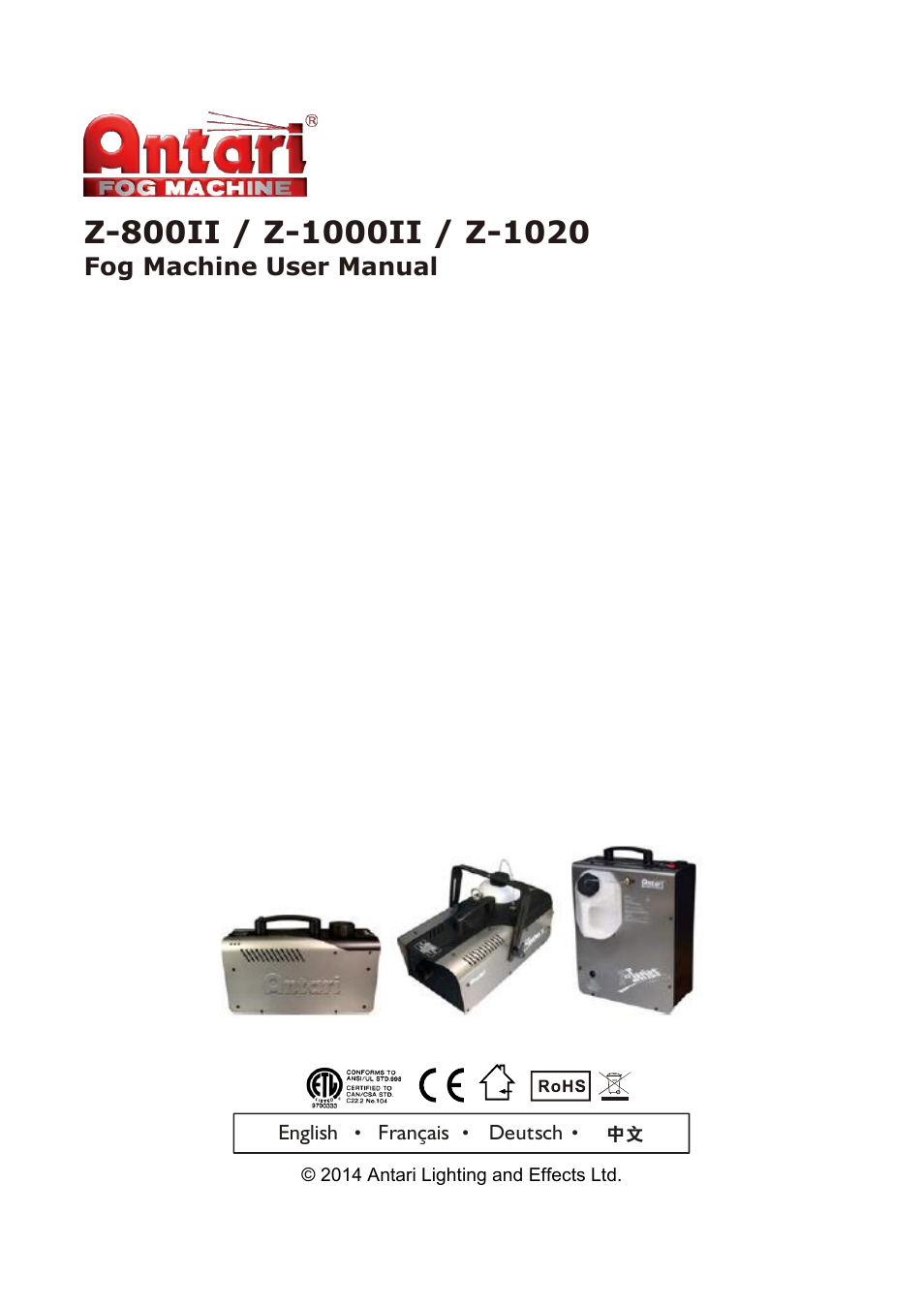 Antari Z-800II User Manual | 36 pages