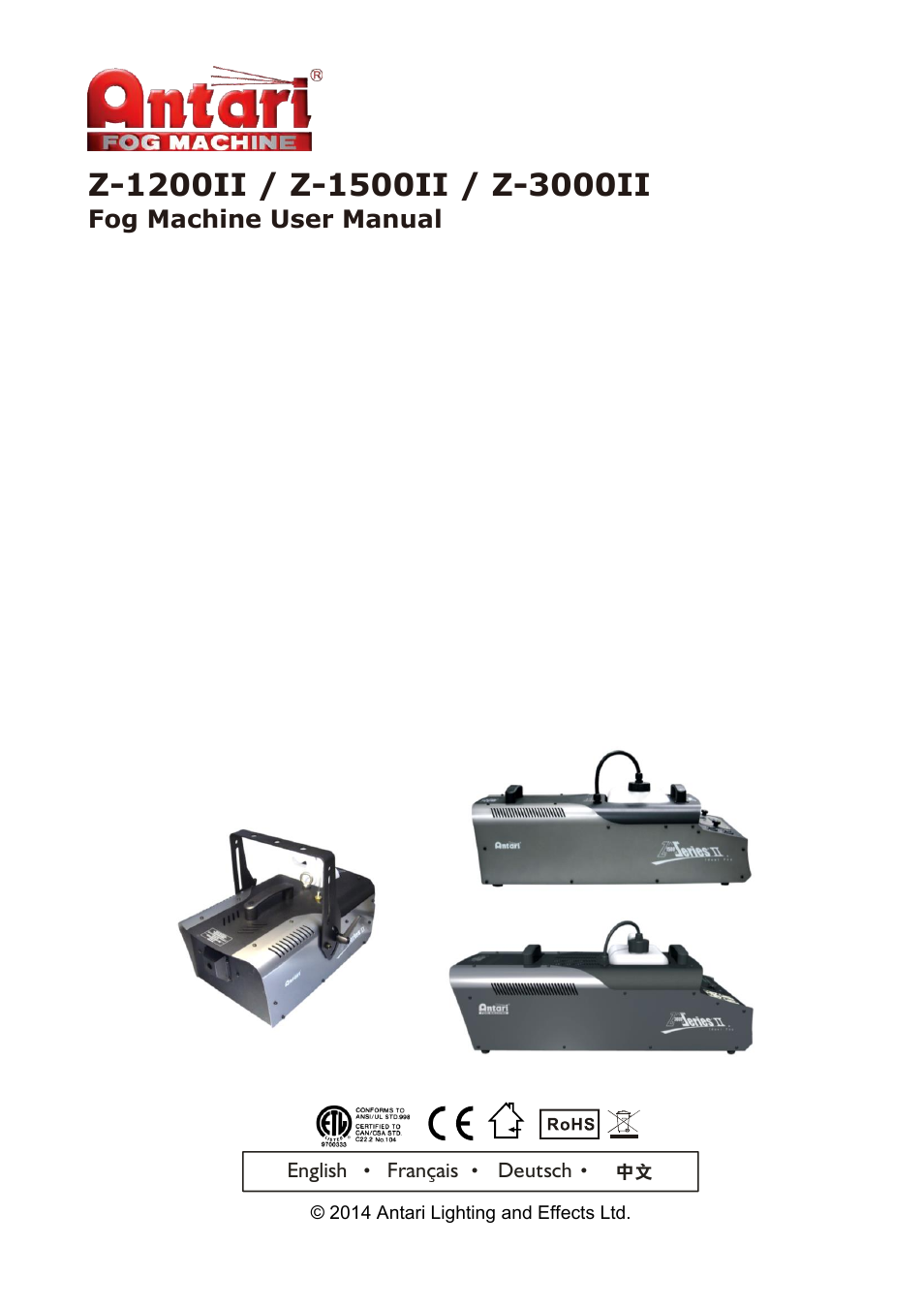 Antari Z-1200II User Manual | 48 pages
