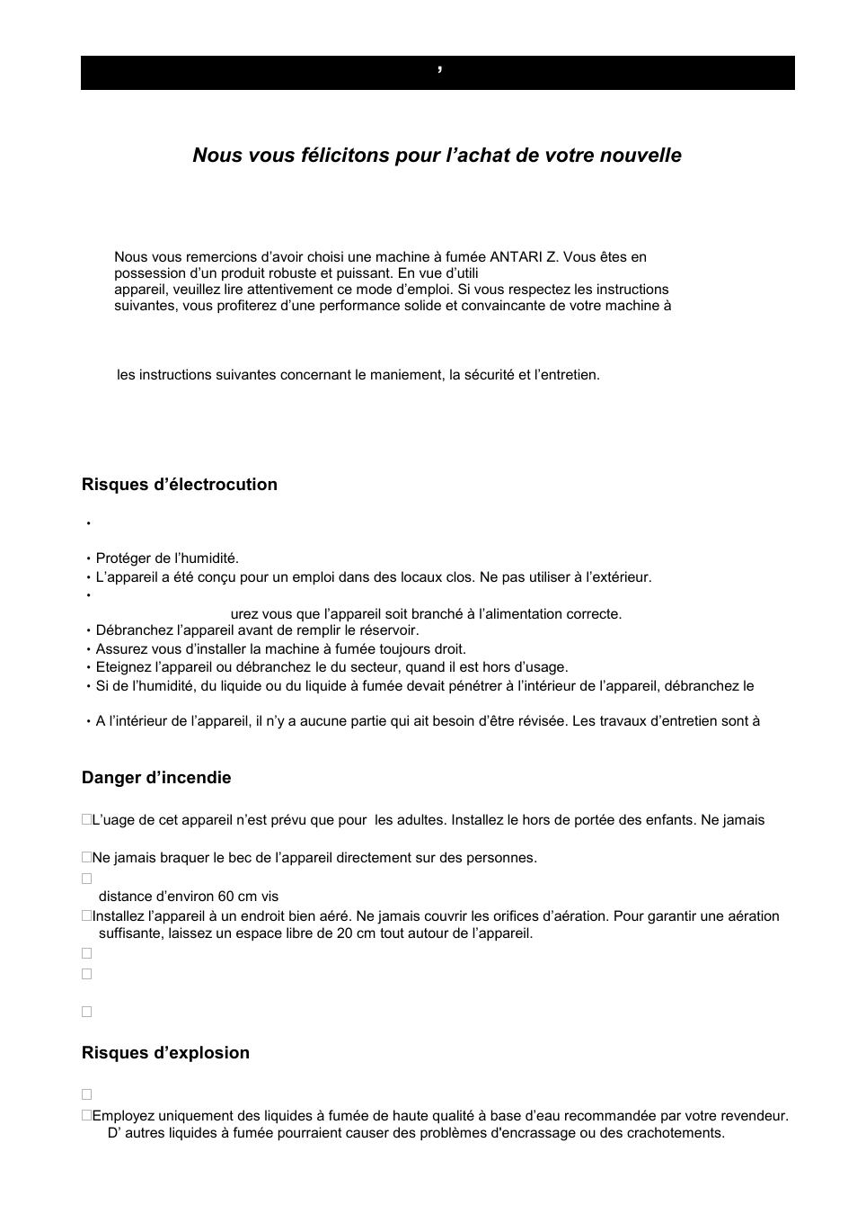 Mode d ’emploi | Antari Z-1200II User Manual | Page 13 / 48