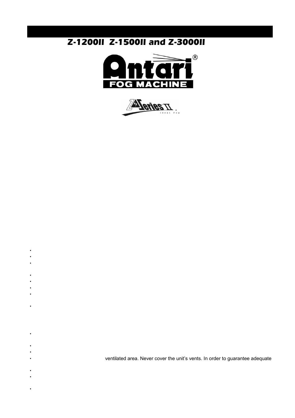 User manual | Antari Z-1200II User Manual | Page 3 / 48