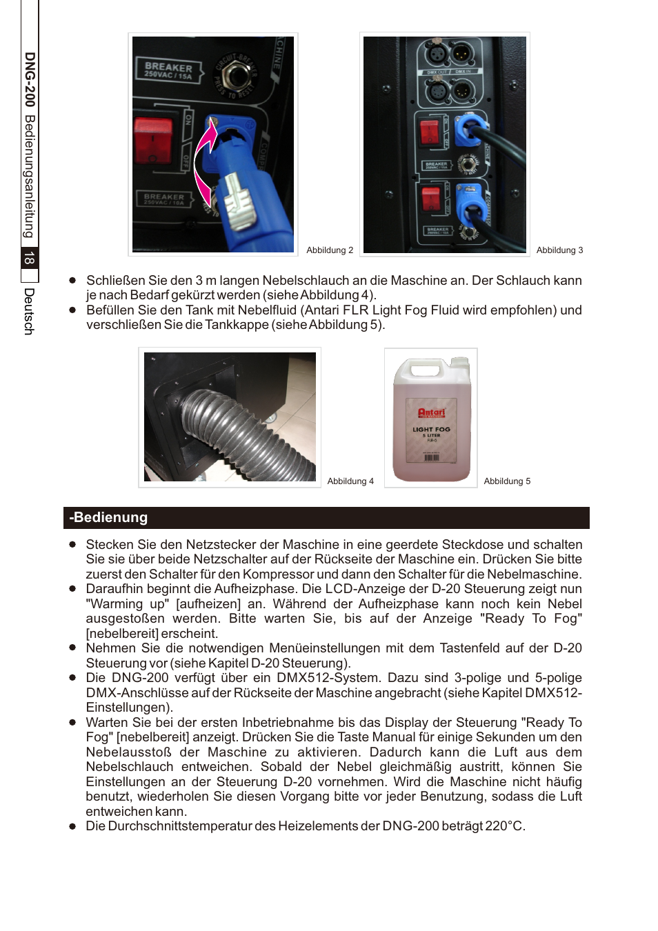 頁面 20, Bedienung | Antari DNG-200 User Manual | Page 20 / 32