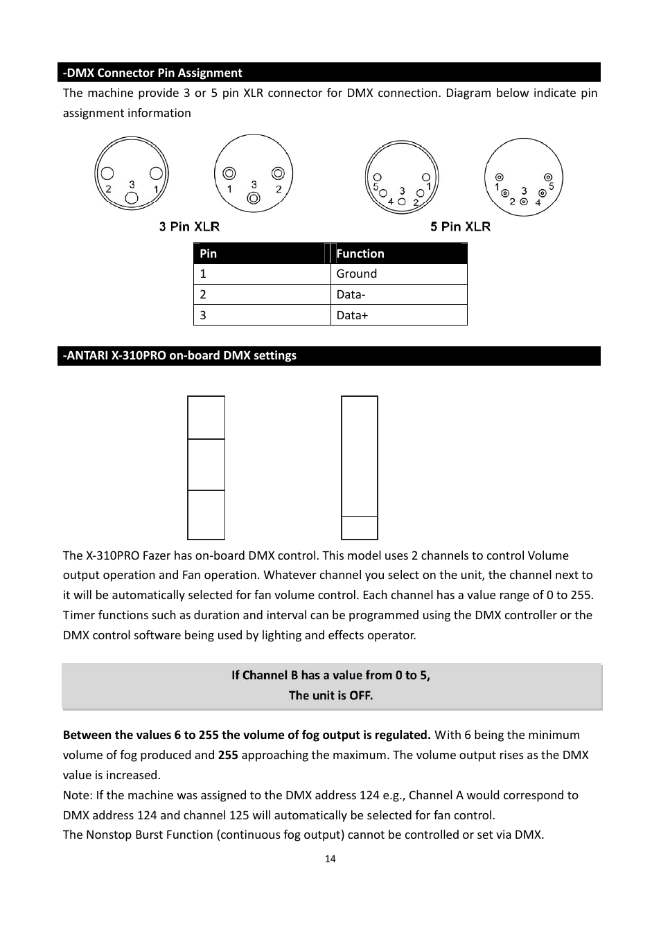 Antari X-310 PRO User Manual | Page 14 / 56