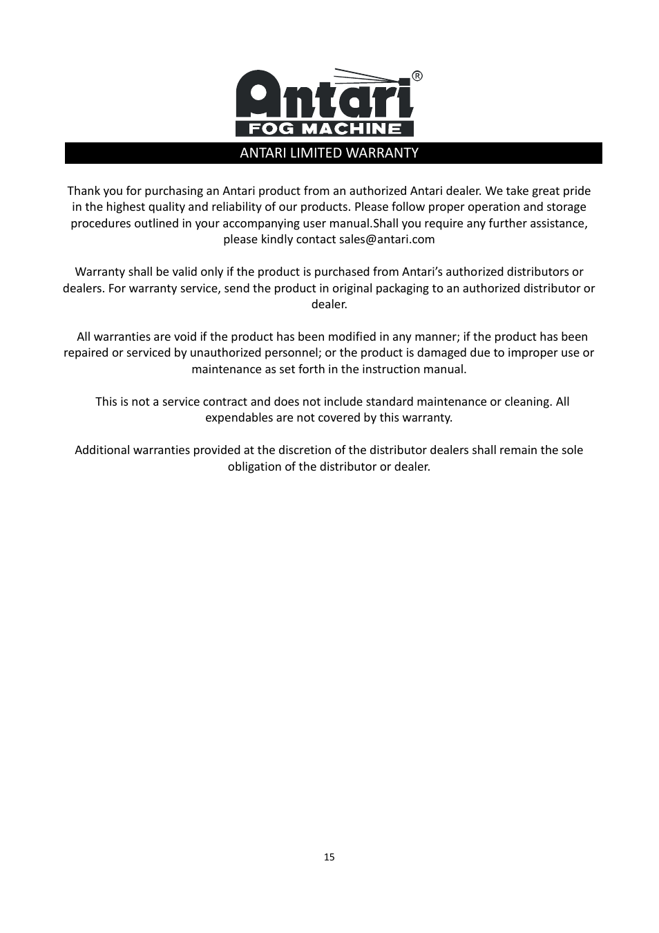 Antari X-310 PRO User Manual | Page 15 / 56