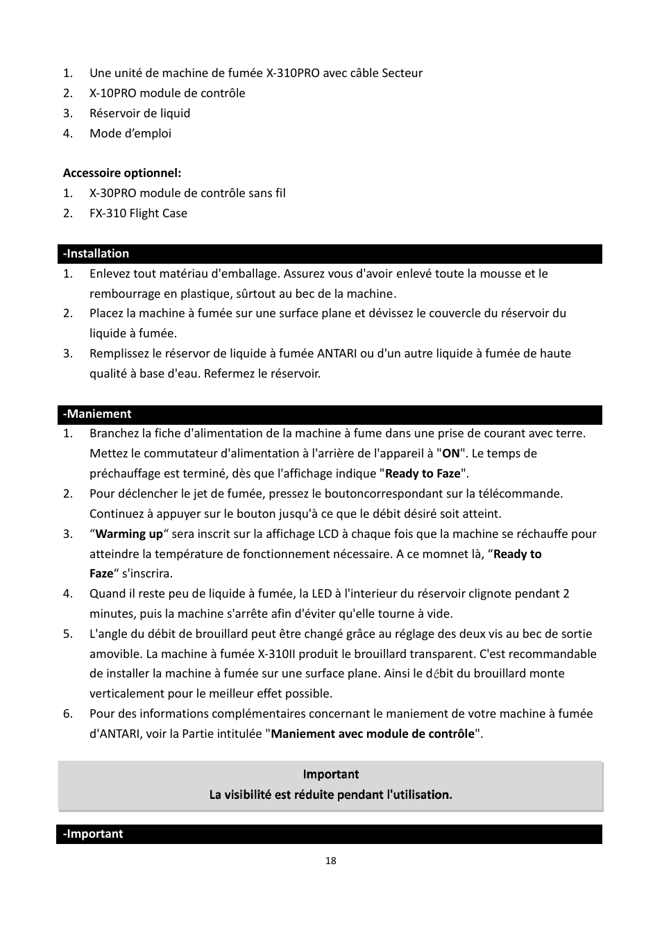 Antari X-310 PRO User Manual | Page 18 / 56