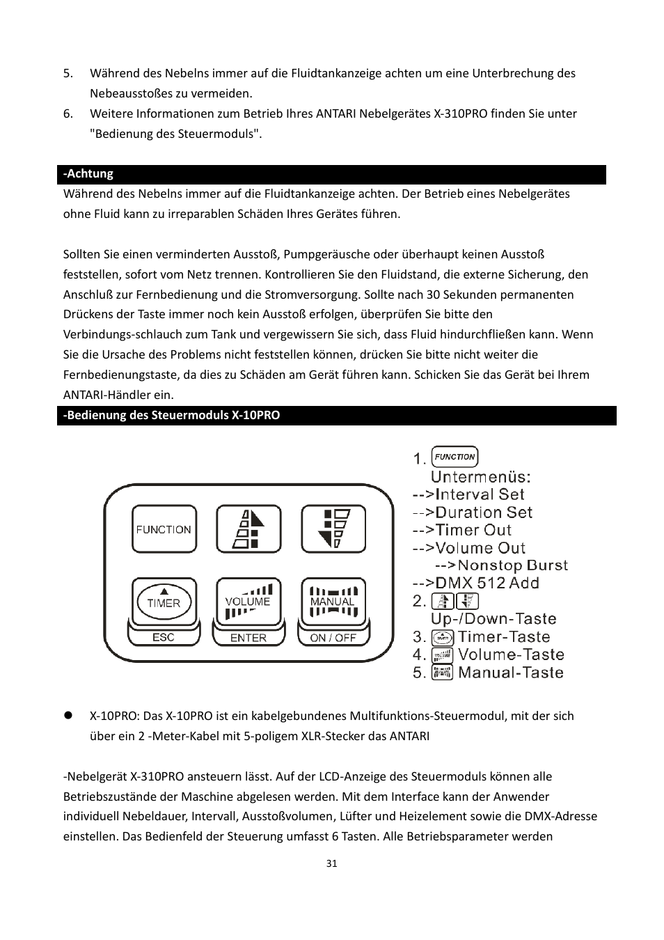 Antari X-310 PRO User Manual | Page 31 / 56