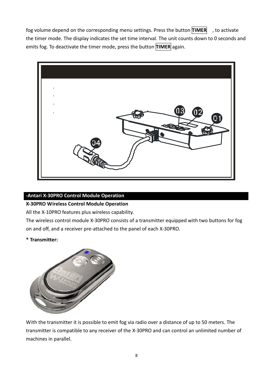 X-10pro remote control external view | Antari X-310 PRO User Manual | Page 8 / 56