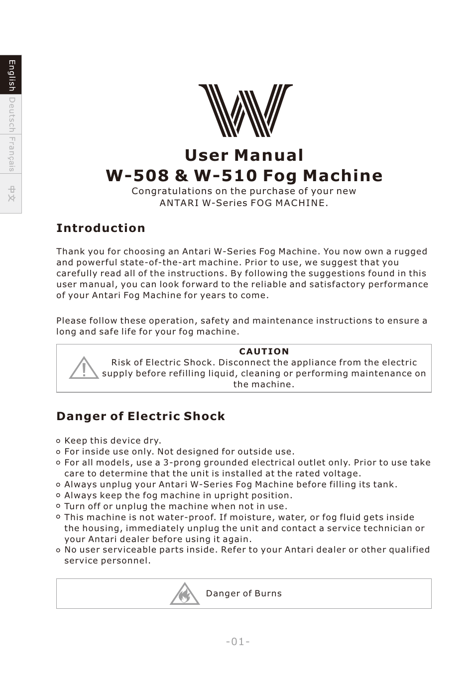 頁面 4 | Antari W-508 User Manual | Page 4 / 44