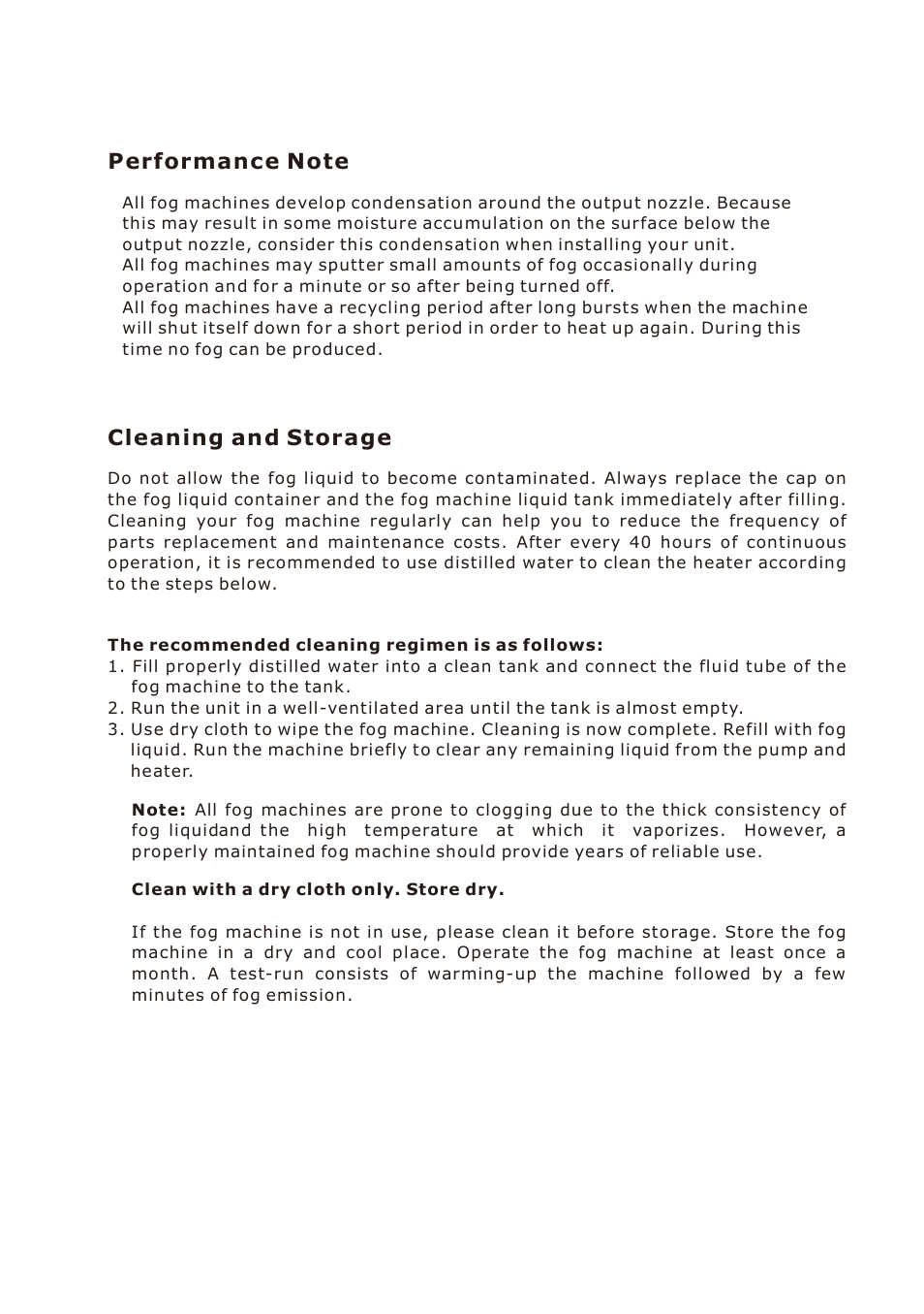 Cleaning and storage | Antari W-530D User Manual | Page 13 / 44