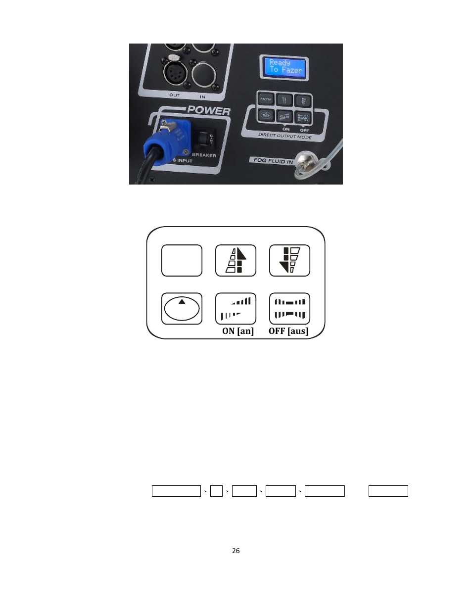 Bedienfeld | Antari F-3 User Manual | Page 26 / 44