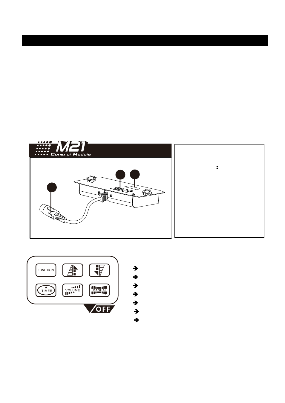 Of f, Control module operation | Antari M-8 User Manual | Page 7 / 28