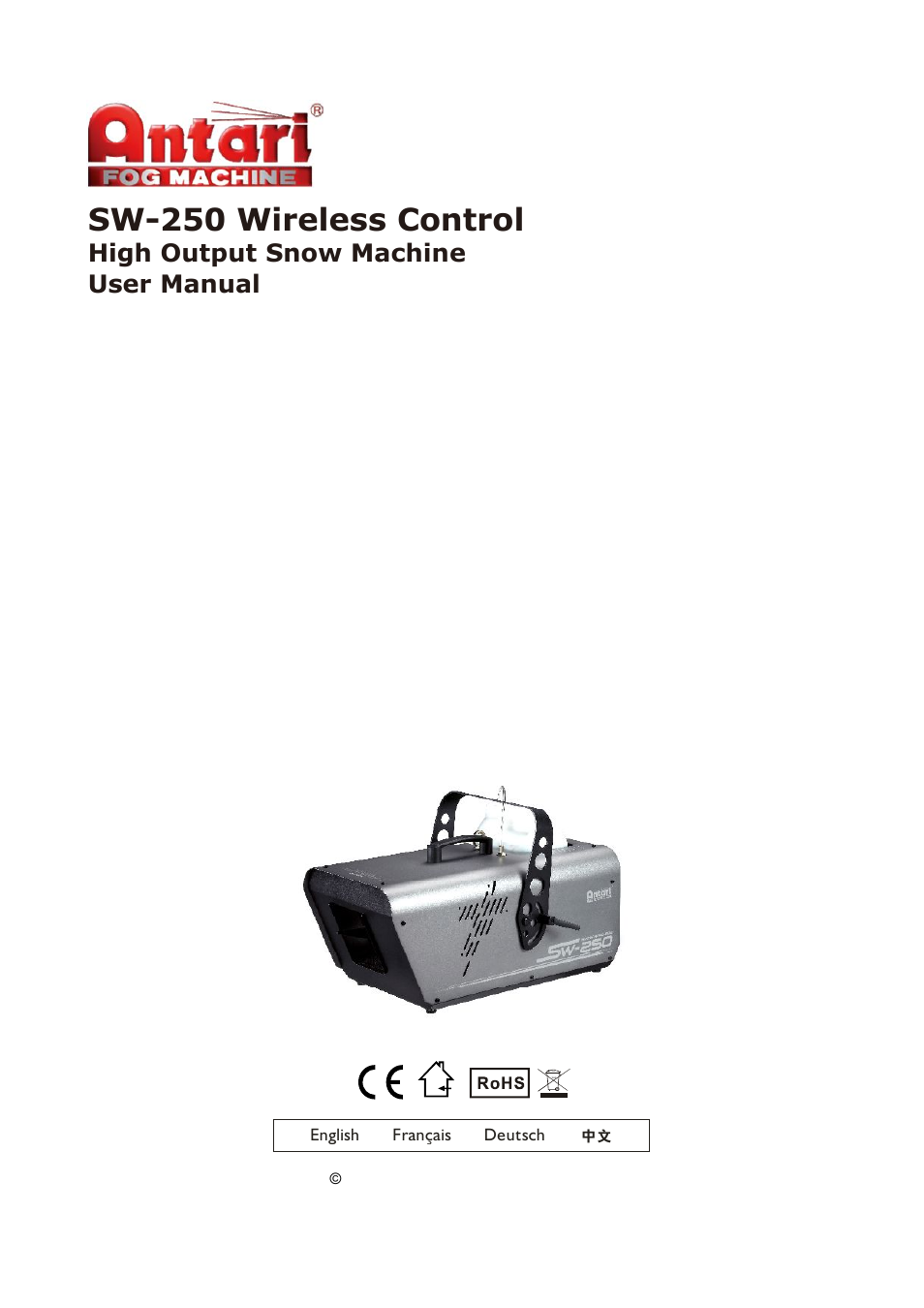 Antari SW-250 User Manual | 40 pages