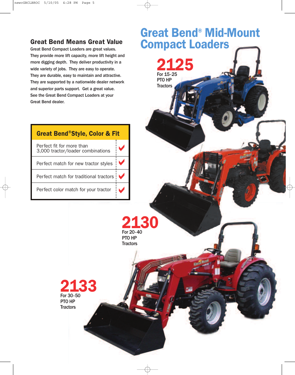 Great bend, Mid-mount compact loaders | Bush Hog Great Bend Compact Loaders User Manual | Page 5 / 8