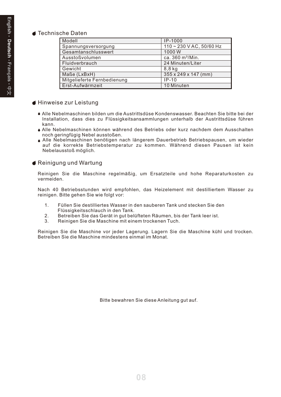 頁面 10 | Antari IP-1000 User Manual | Page 10 / 20