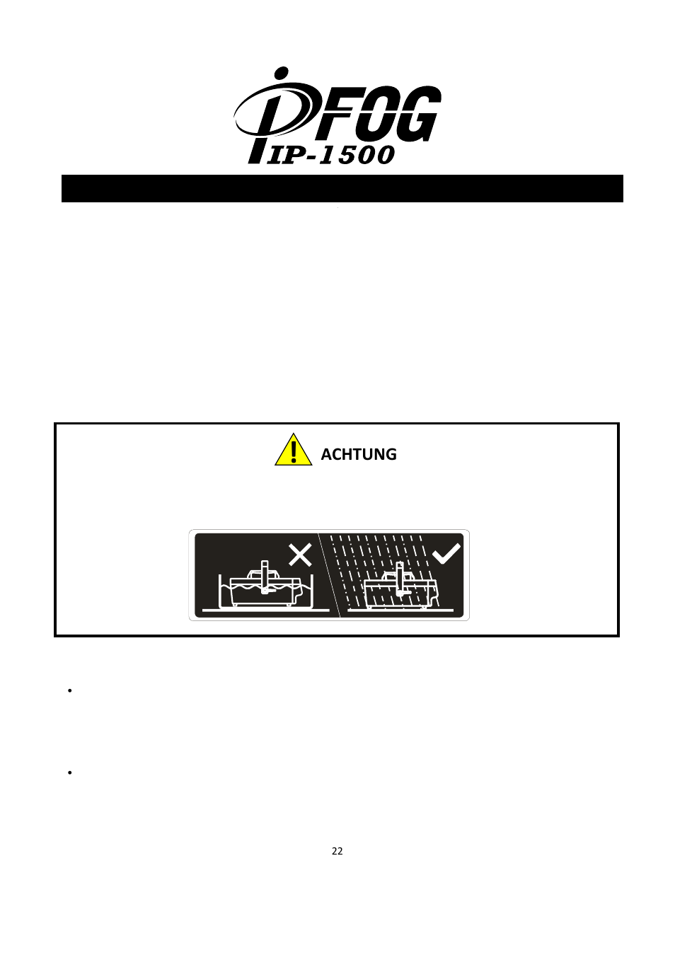 Antari ip-1500 nebelmaschine bedienungsanleitung, Achtung | Antari IP-1500 User Manual | Page 22 / 40