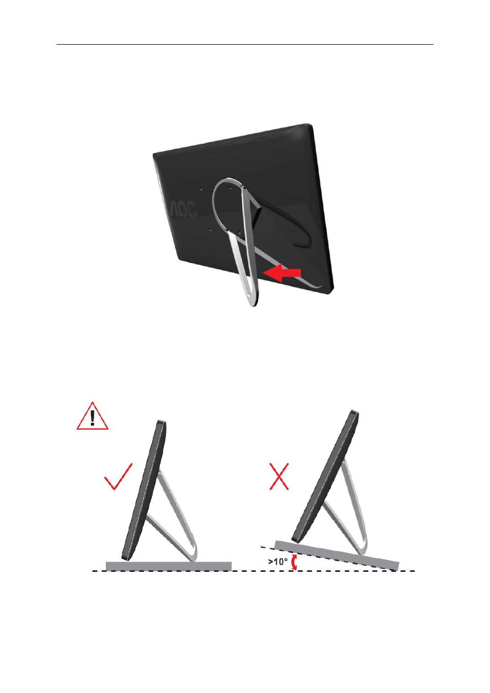Setup stand, Caution: m | AOC e1659Fwu User Manual | Page 8 / 31