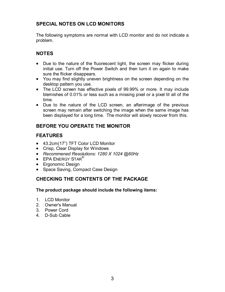 AOC 712S User Manual | Page 4 / 20