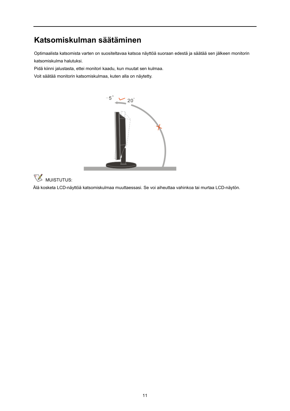 Katsomiskulman säätäminen | AOC E719SD User Manual | Page 11 / 60