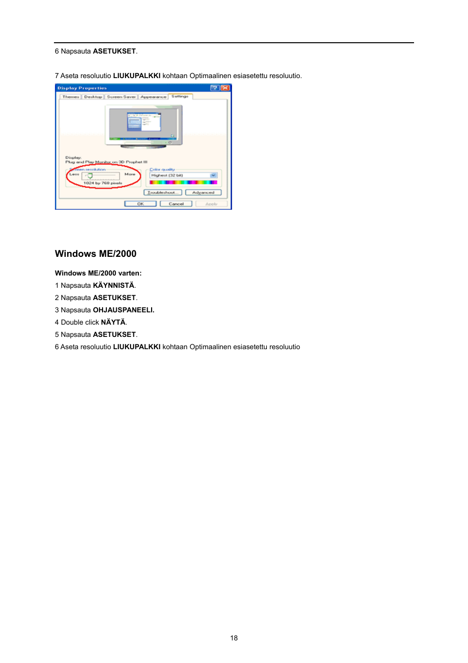 Me/2000, Windows, Windows me/2000 | AOC E719SD User Manual | Page 18 / 60