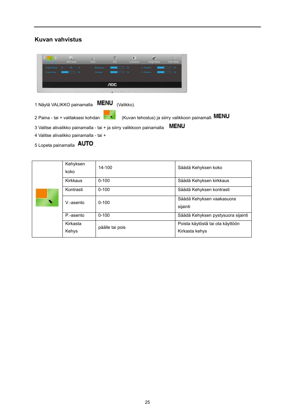 Kuvan vahvistus | AOC E719SD User Manual | Page 25 / 60