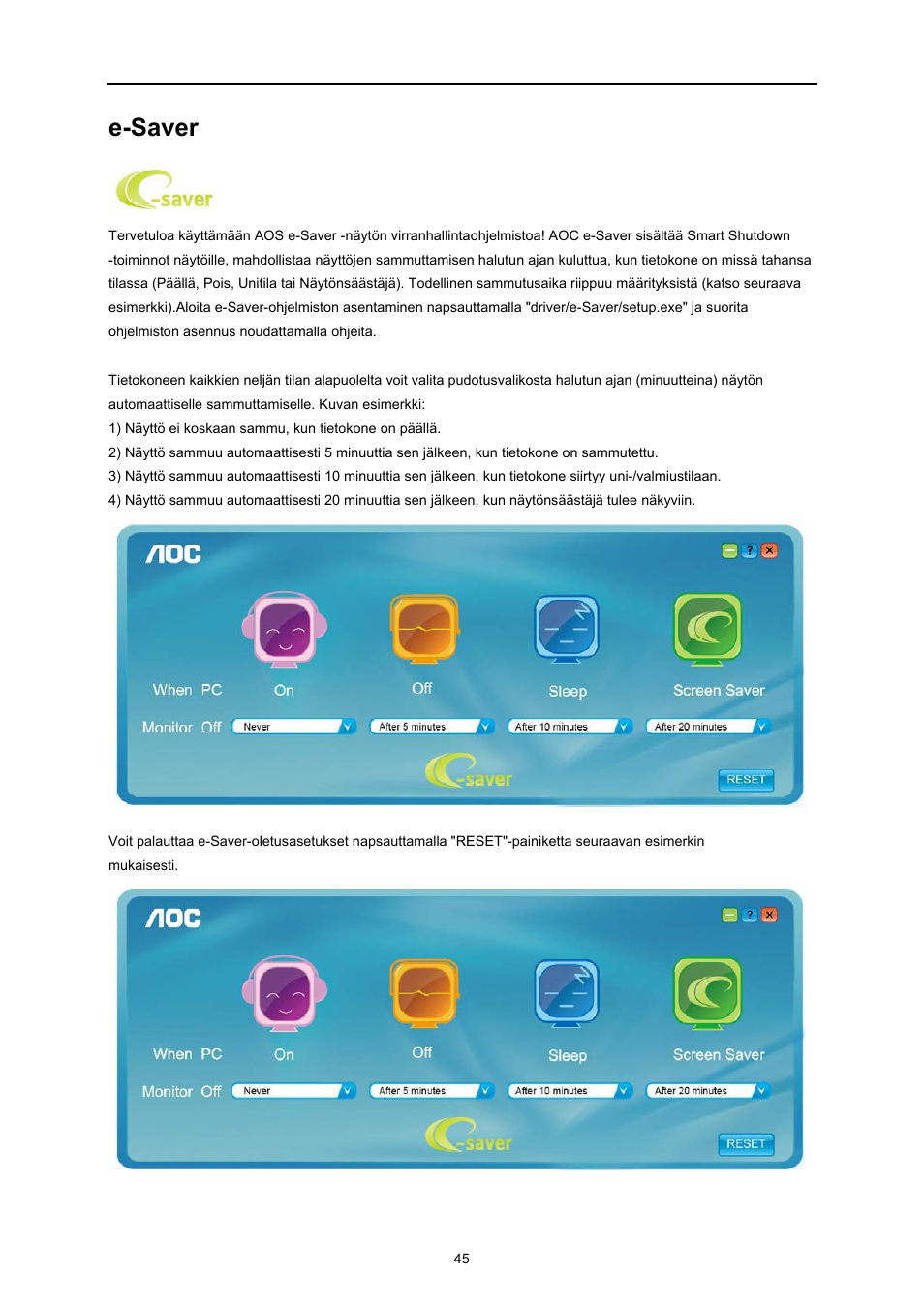 E-saver | AOC E719SD User Manual | Page 45 / 60