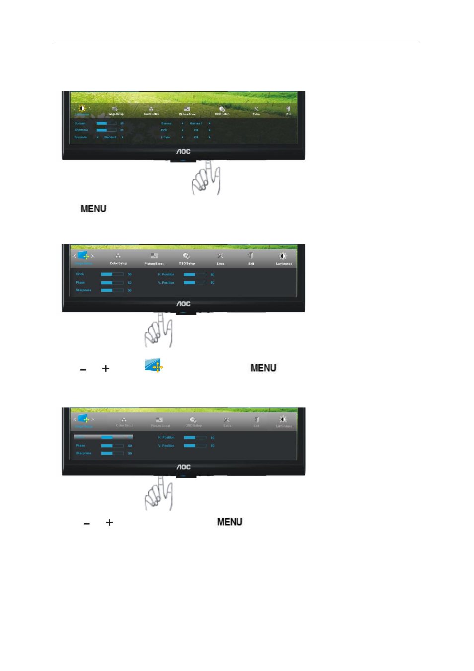 Image setup | AOC e950Sw User Manual | Page 23 / 61