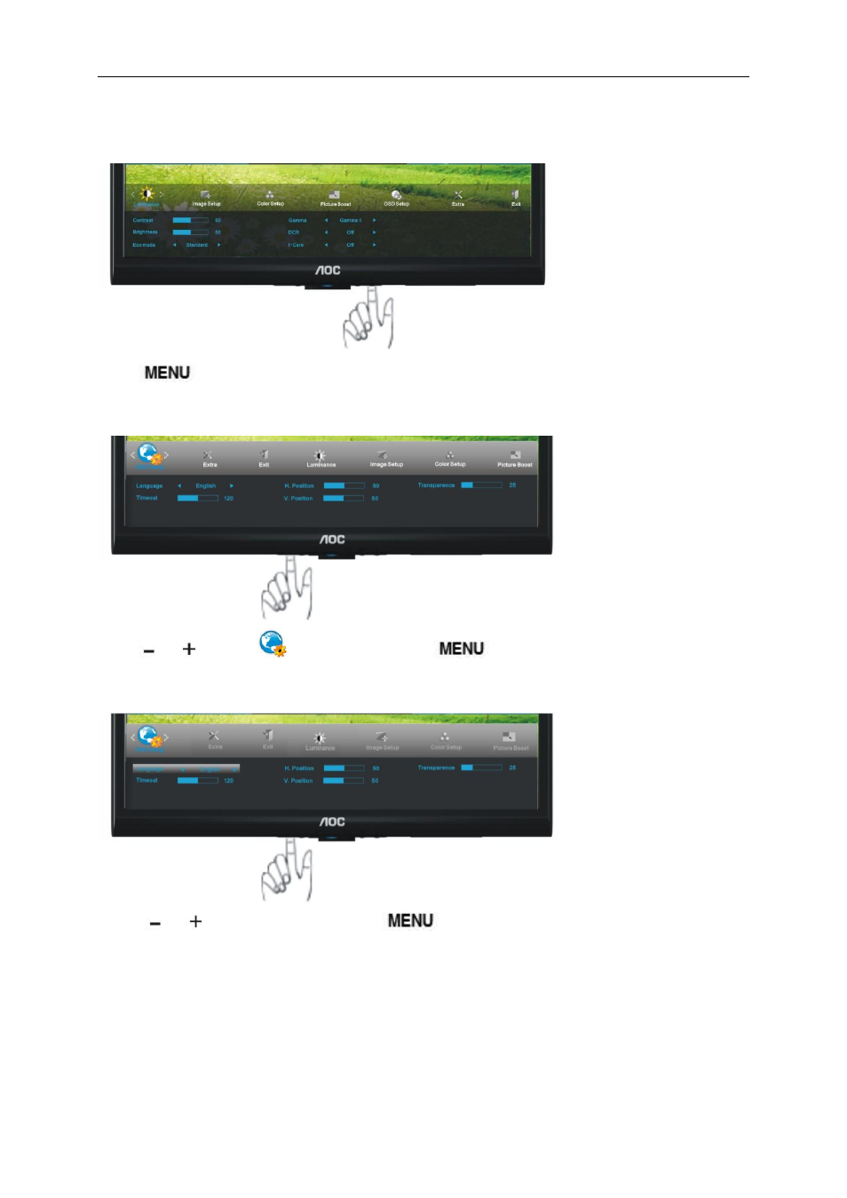 Osd setup | AOC e950Sw User Manual | Page 29 / 61