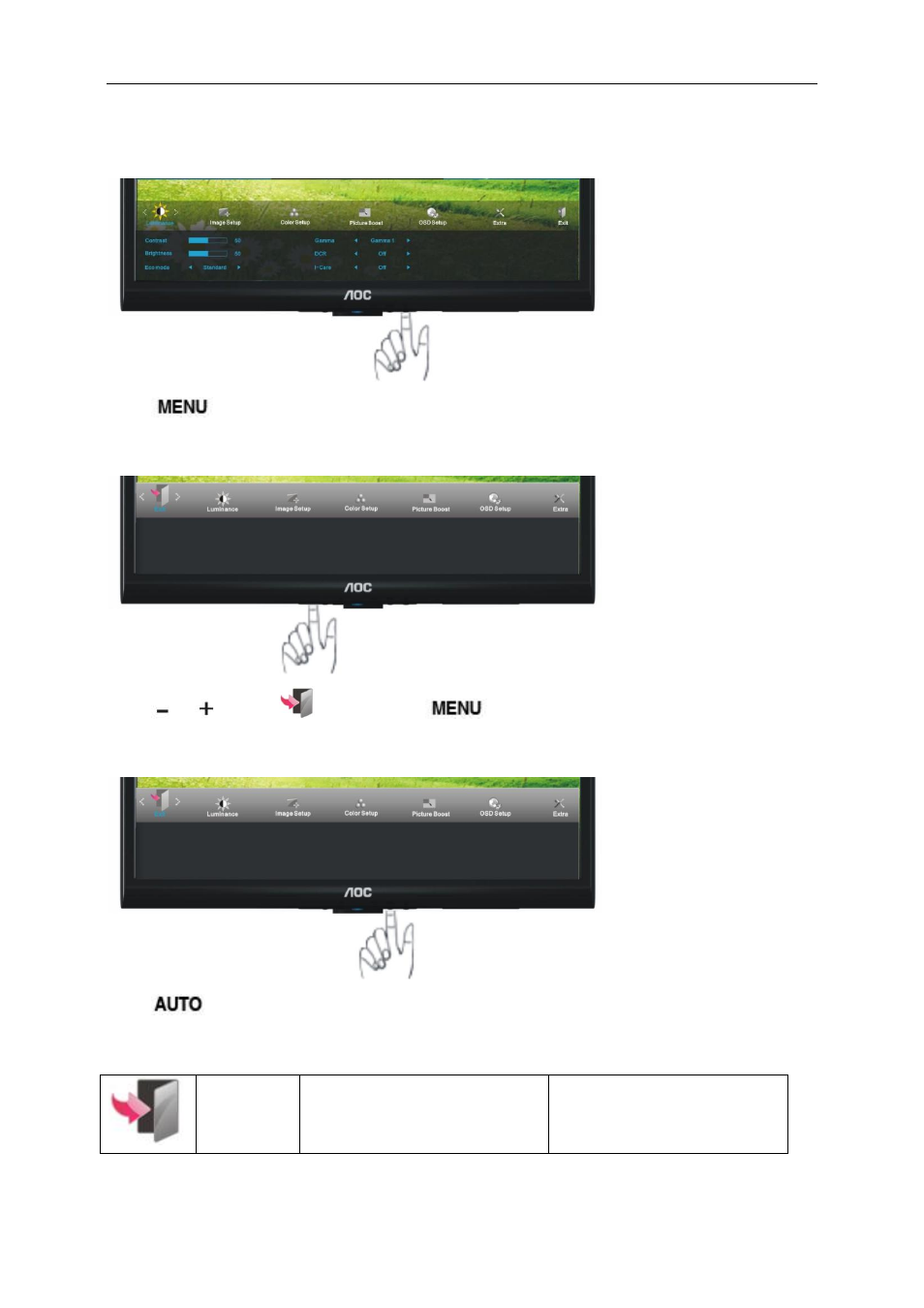 Exit | AOC e950Sw User Manual | Page 34 / 61