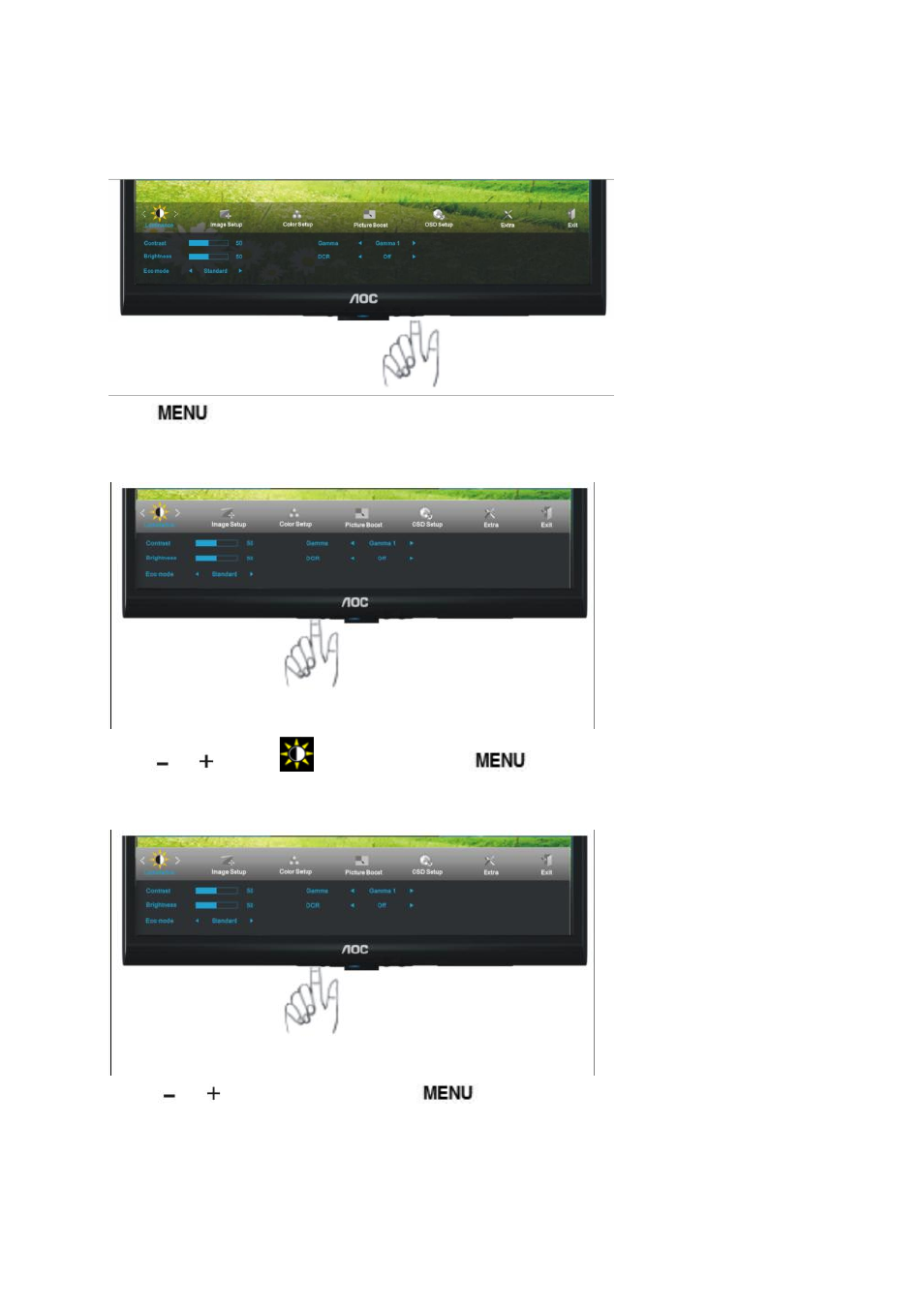 Luminance | AOC e950Swn User Manual | Page 20 / 61