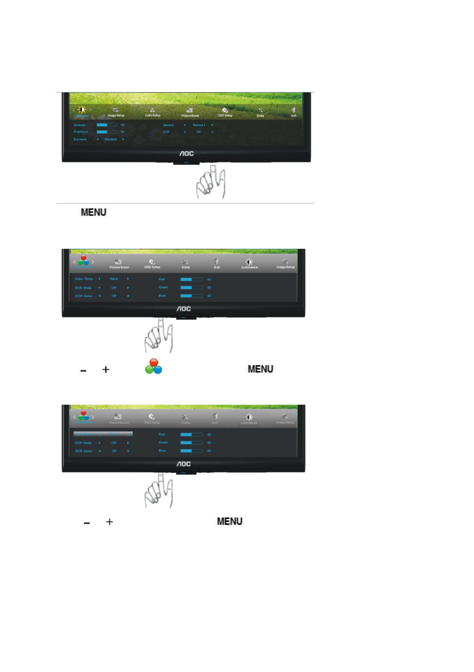 Color setup | AOC e950Swn User Manual | Page 25 / 61