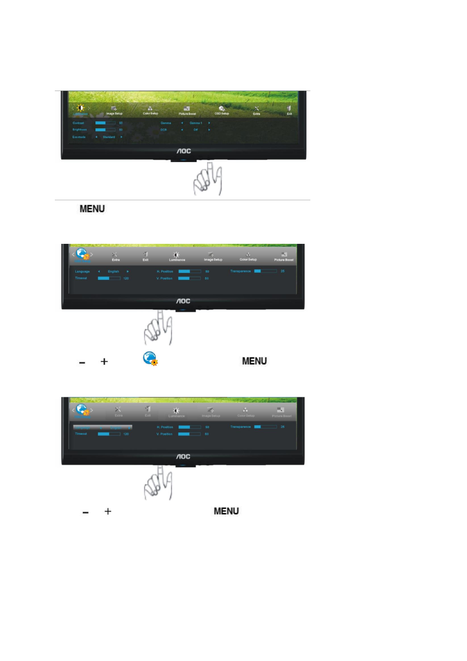 Osd setup | AOC e950Swn User Manual | Page 29 / 61