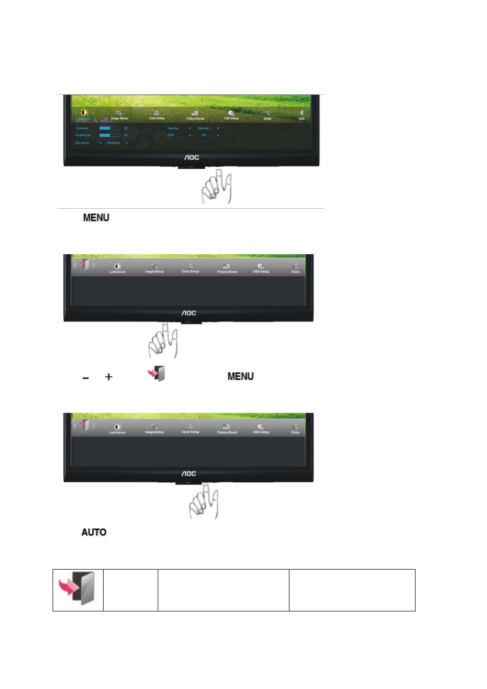 Exit | AOC e950Swn User Manual | Page 34 / 61