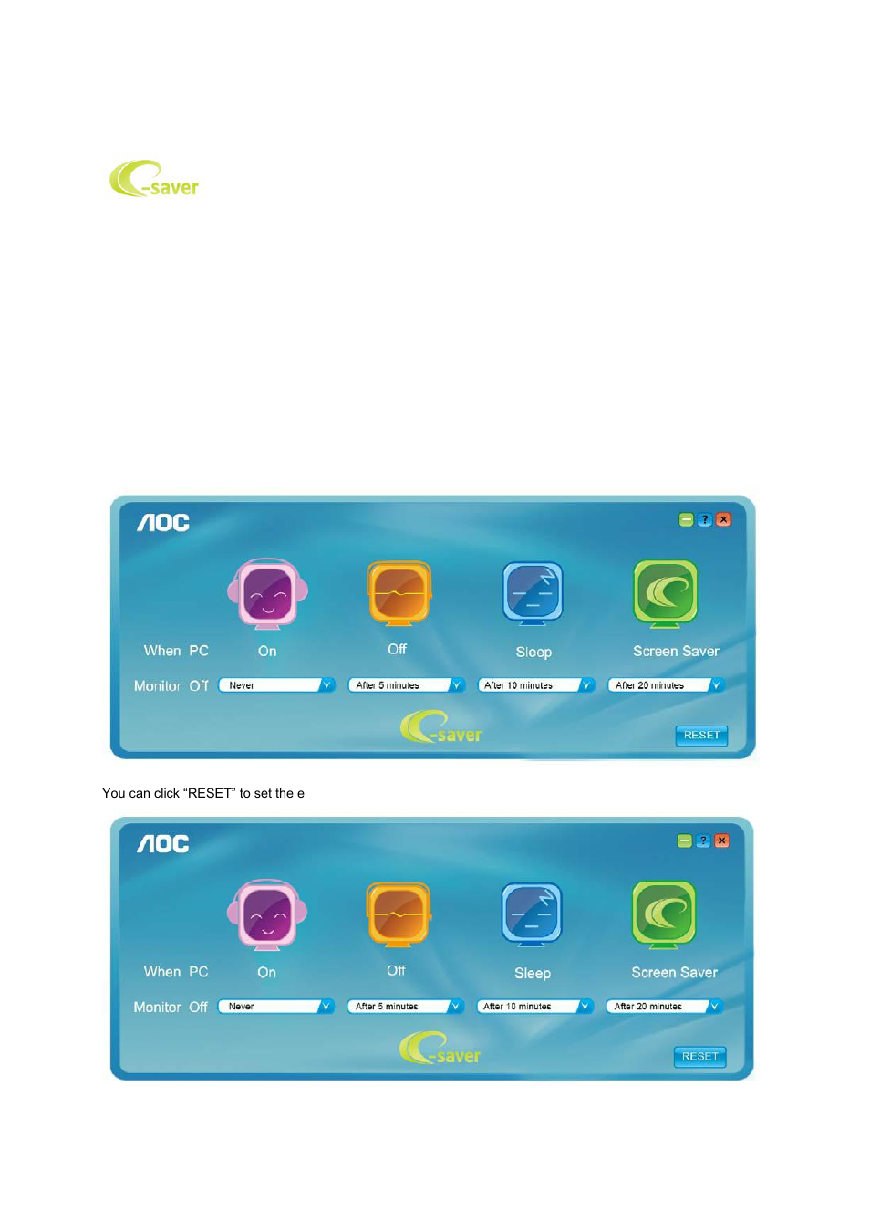 E-saver | AOC e950Swn User Manual | Page 47 / 61