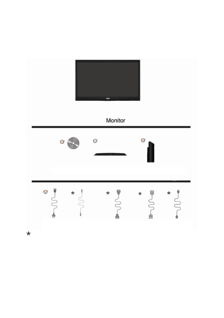 Setup, Contents in box | AOC e950Swn User Manual | Page 9 / 61