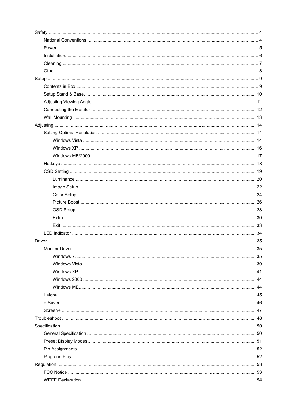 AOC e960Sn User Manual | Page 2 / 62