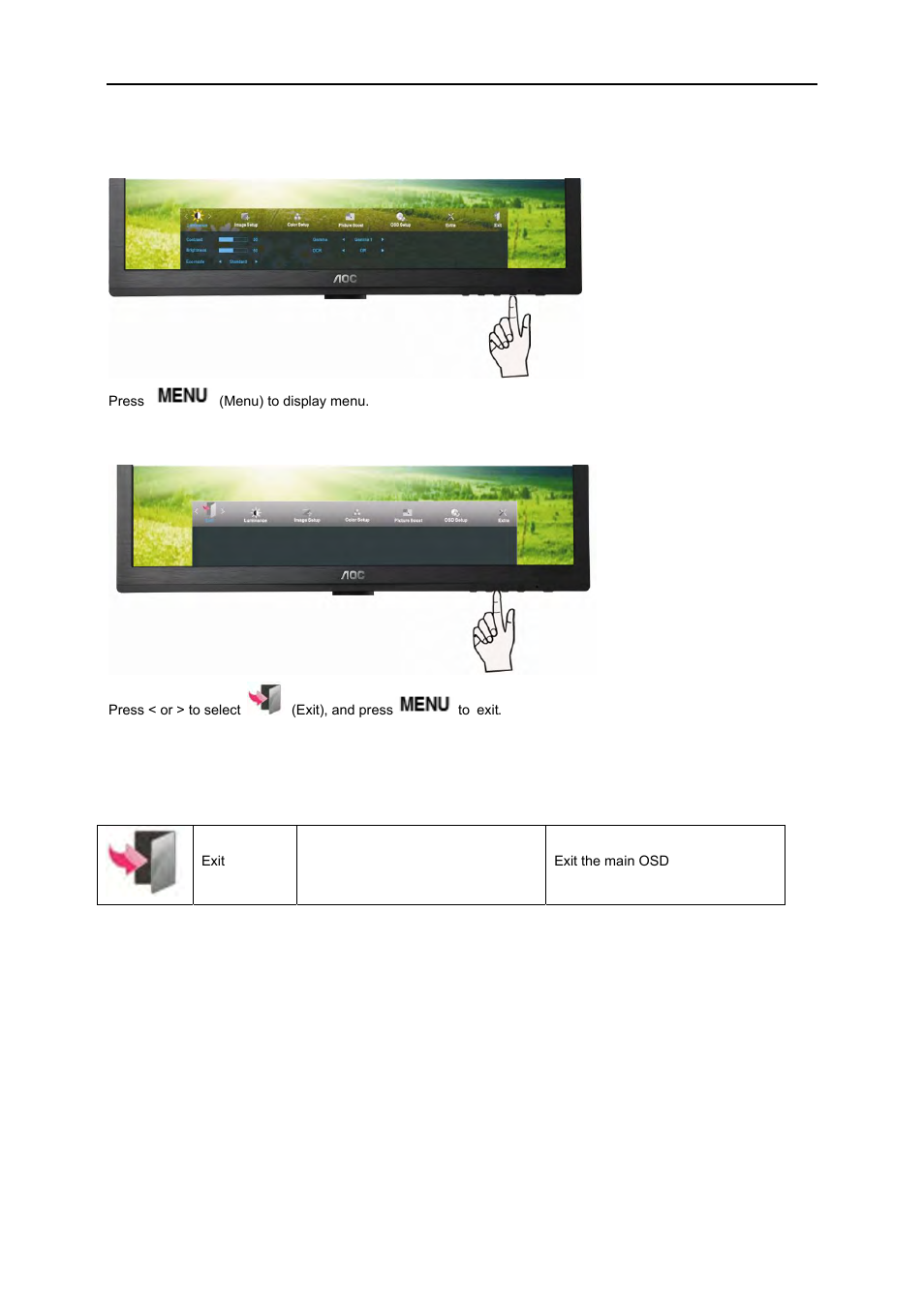 Exit | AOC e960Sn User Manual | Page 33 / 62