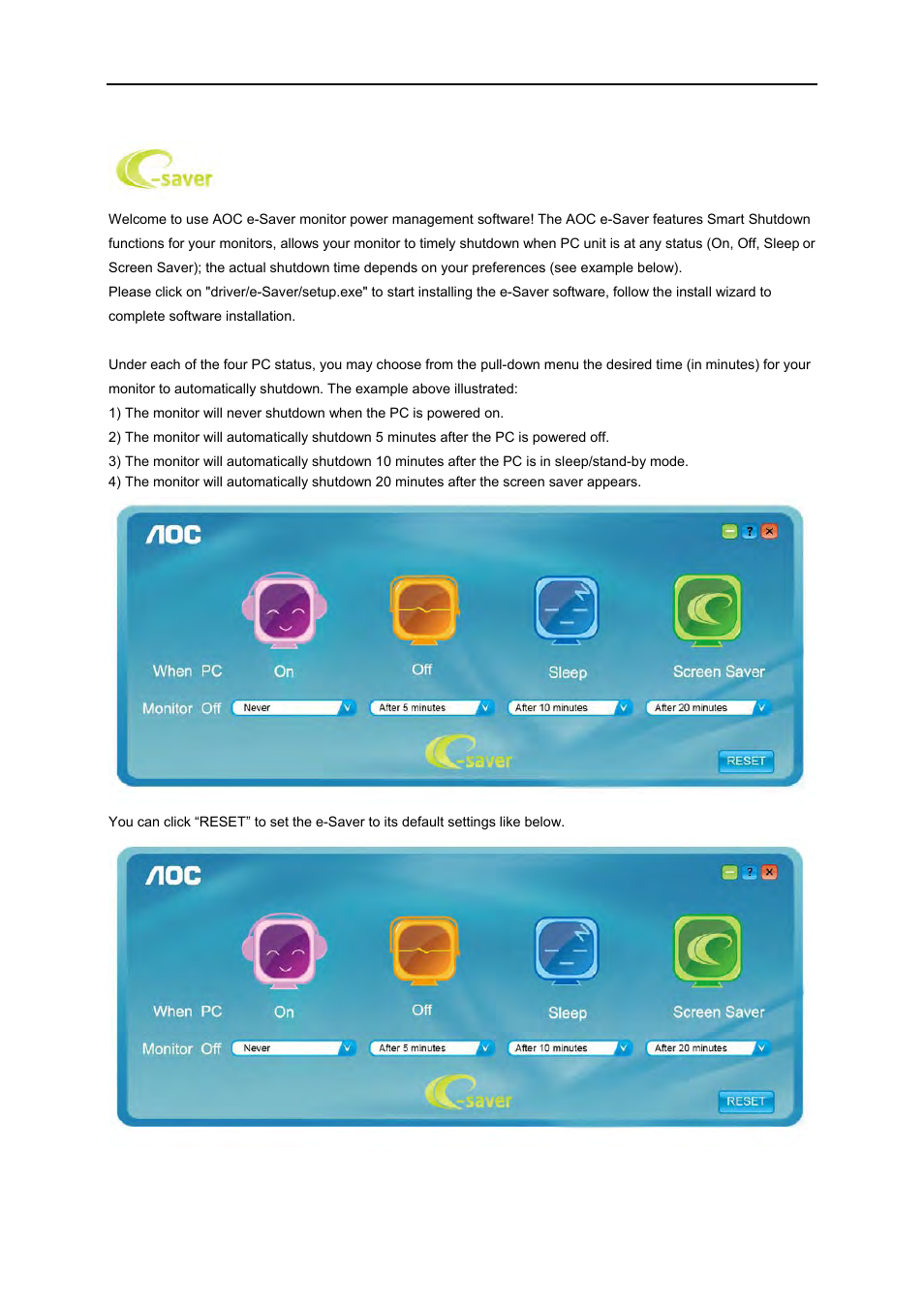 E-saver | AOC e960Sn User Manual | Page 46 / 62
