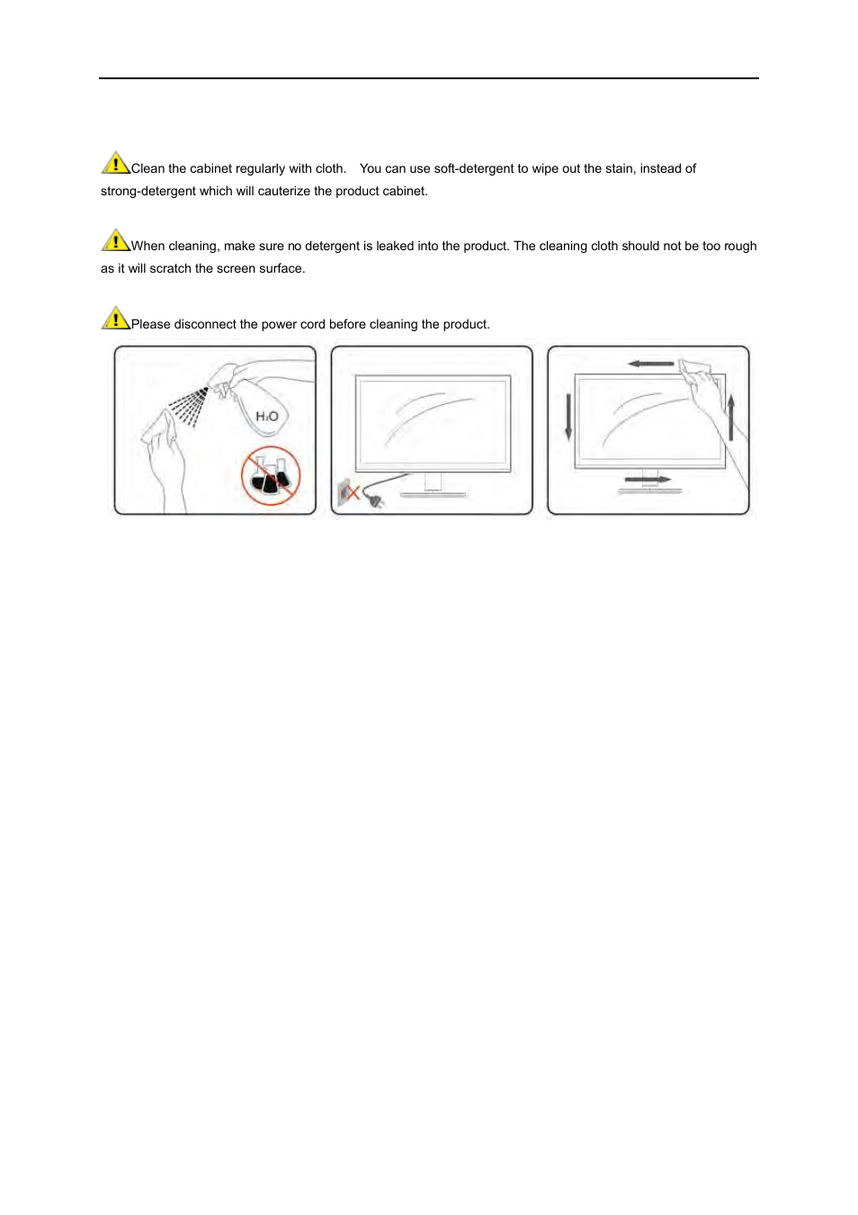 Cleaning | AOC e960Sn User Manual | Page 7 / 62