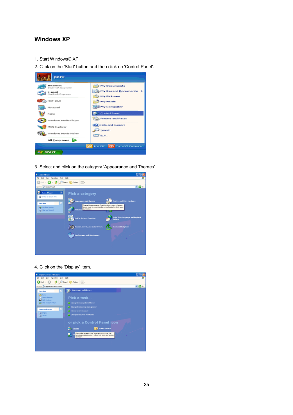 Windows xp | AOC e960Srda User Manual | Page 35 / 69