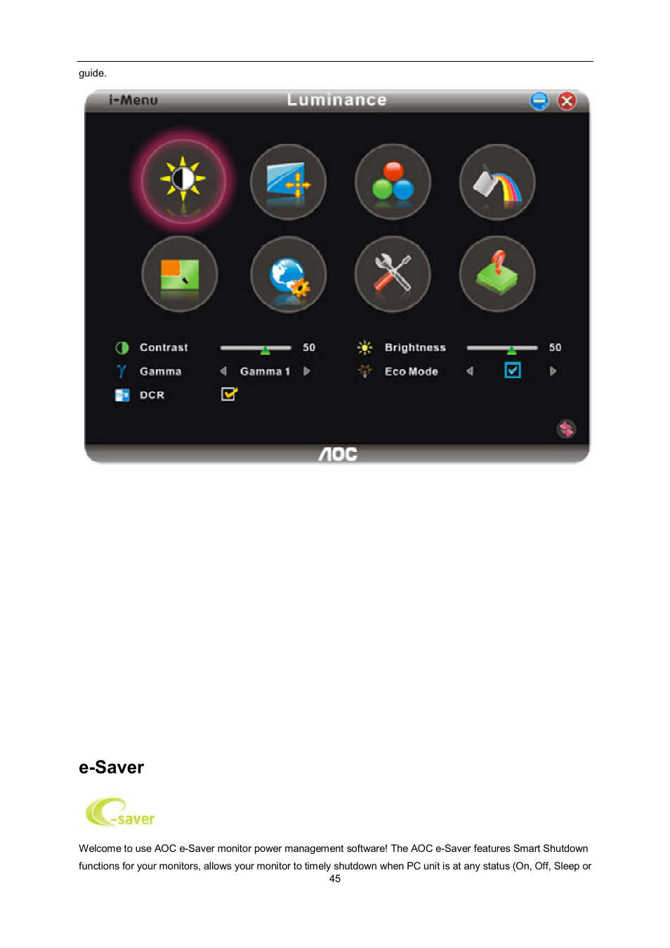 E-saver | AOC e960Srda User Manual | Page 45 / 69