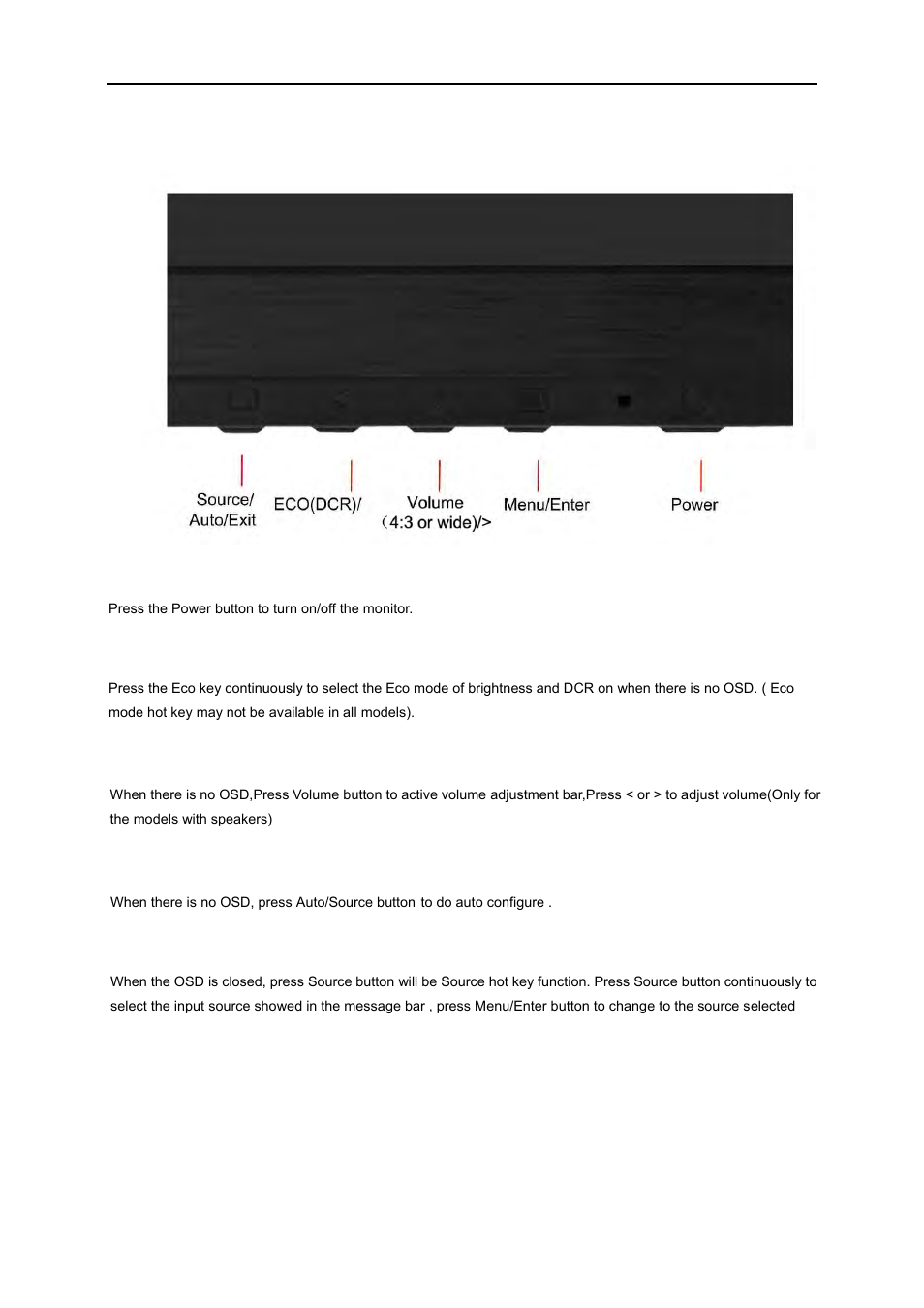 Hotkeys | AOC e960Swn User Manual | Page 18 / 60