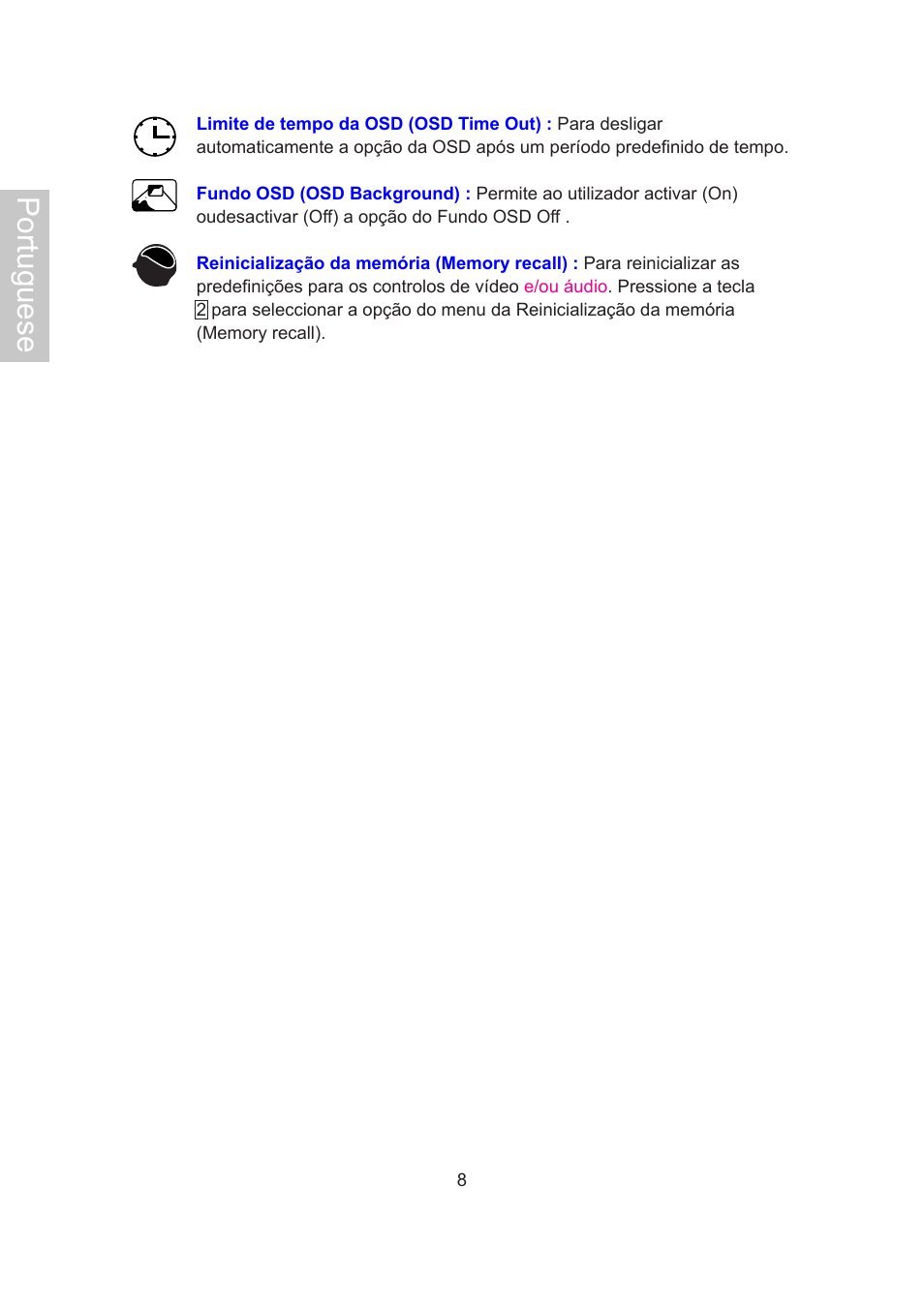 Portuguese | AOC 2019Vwa1 User Manual | Page 45 / 47