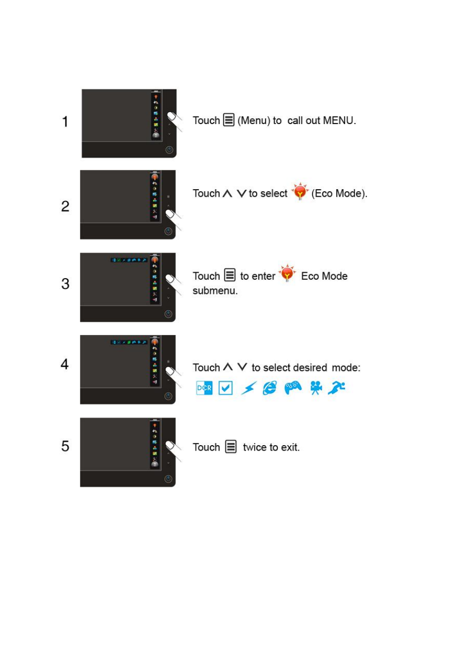 Eco mode | AOC 2036S User Manual | Page 21 / 56