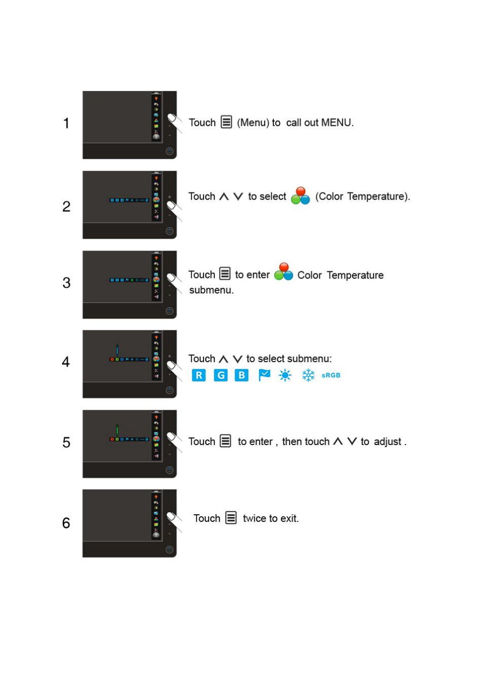 Color temperature | AOC 2036S User Manual | Page 29 / 56