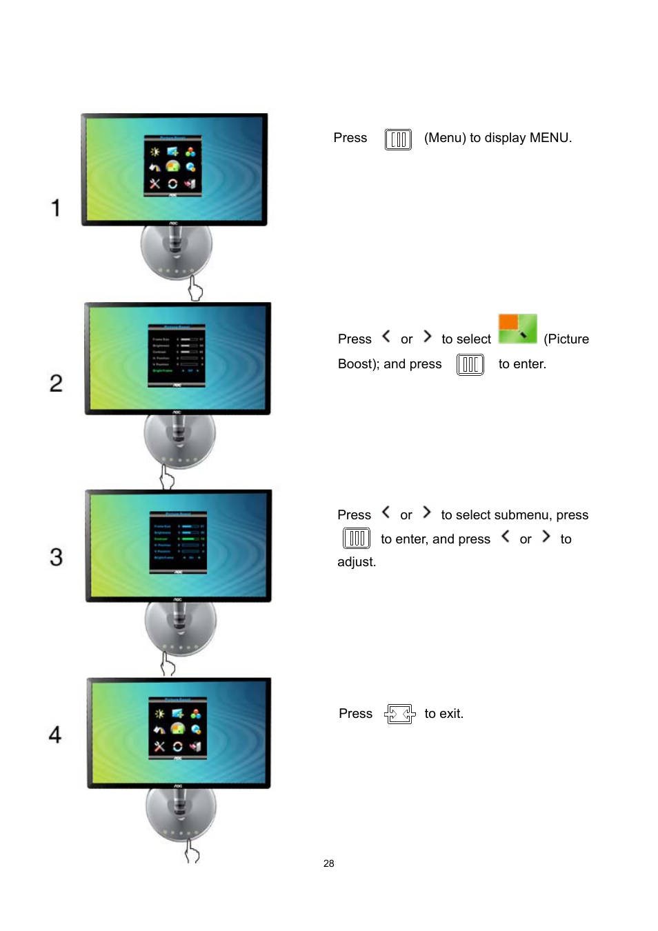 Picture boost | AOC e2043f User Manual | Page 28 / 64