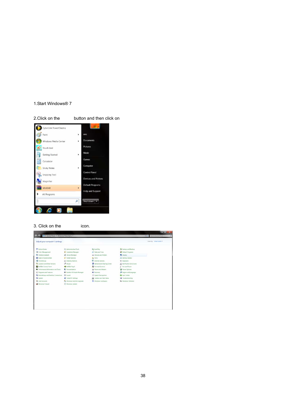 Driver, Monitor driver, Windows 7 | AOC e2043f User Manual | Page 38 / 64