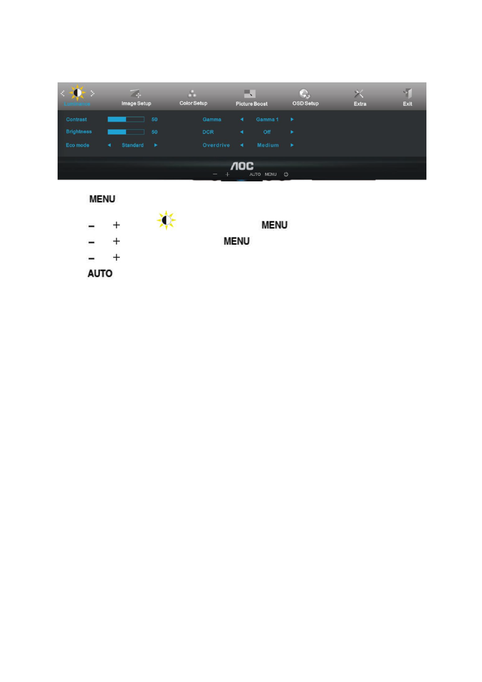 Luminance | AOC e2050Swd User Manual | Page 19 / 65