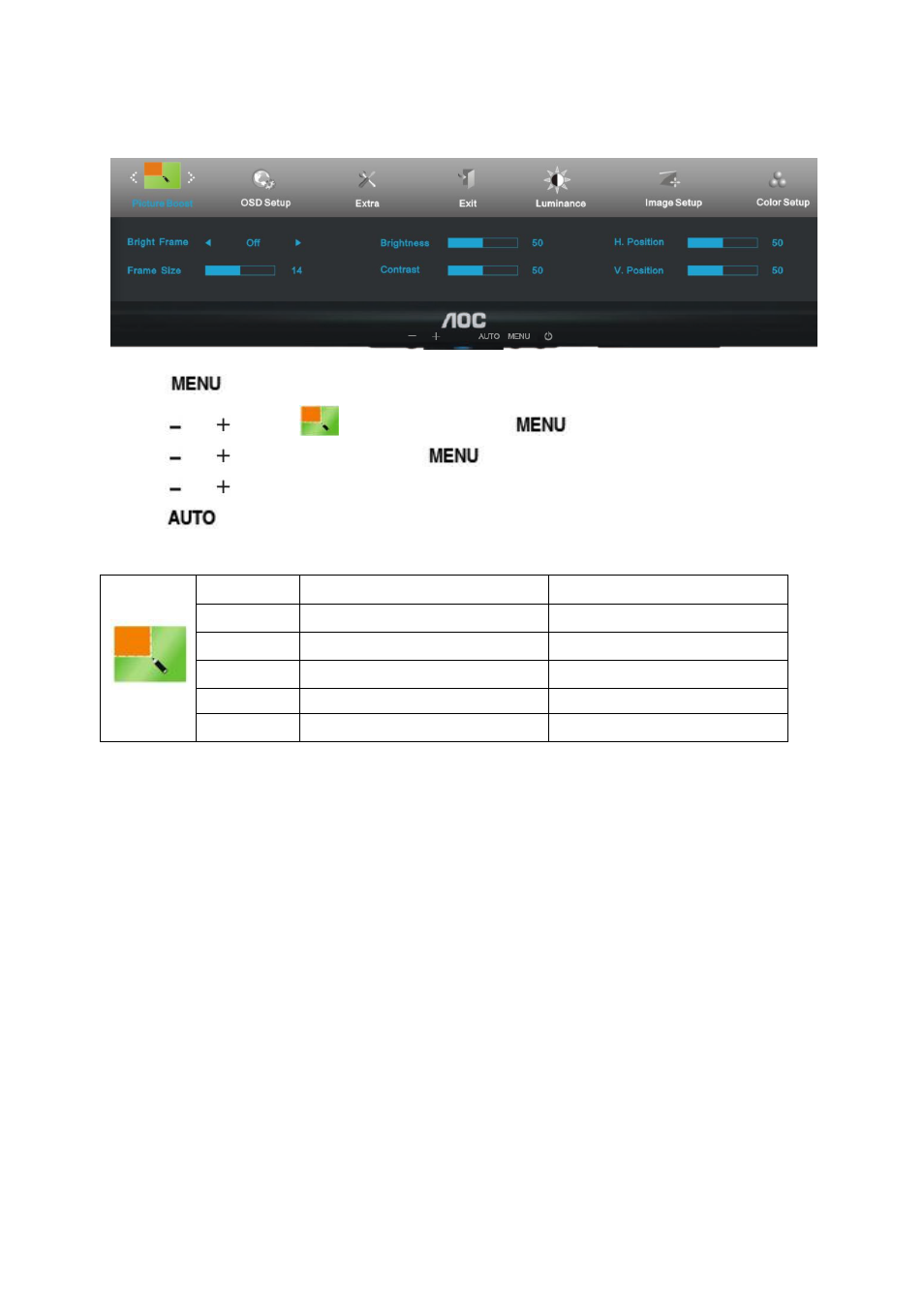 Picture boost | AOC e2050Swd User Manual | Page 23 / 65