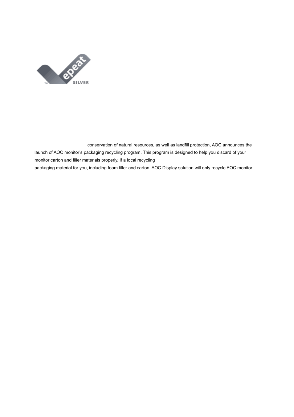 Epeat declaration | AOC e2050Swd User Manual | Page 60 / 65
