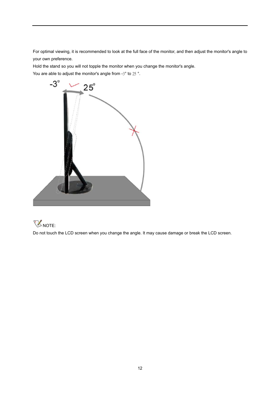 Adjusting viewing angle | AOC e2051Sn User Manual | Page 12 / 59